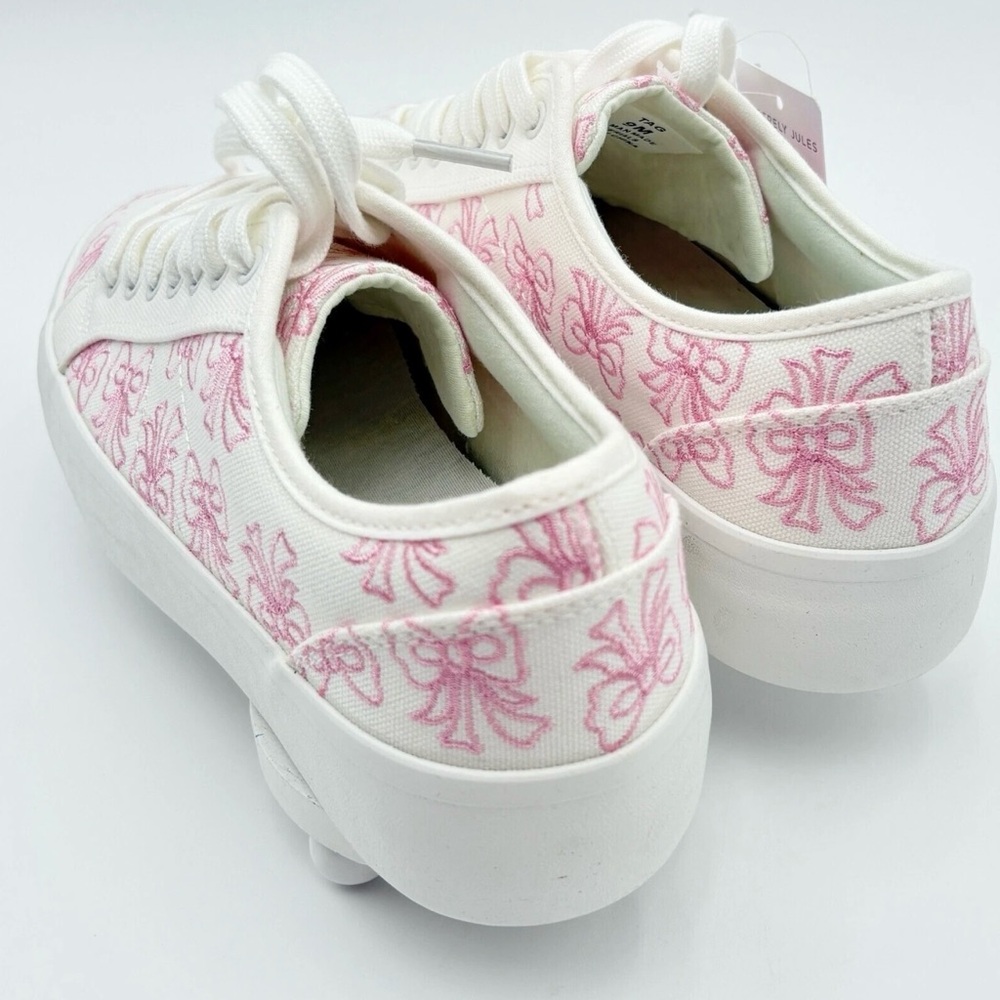 SINCERELY JULES Canvas White and Pink Bow Print Sneakers COQUETTE  Shoes 6.5